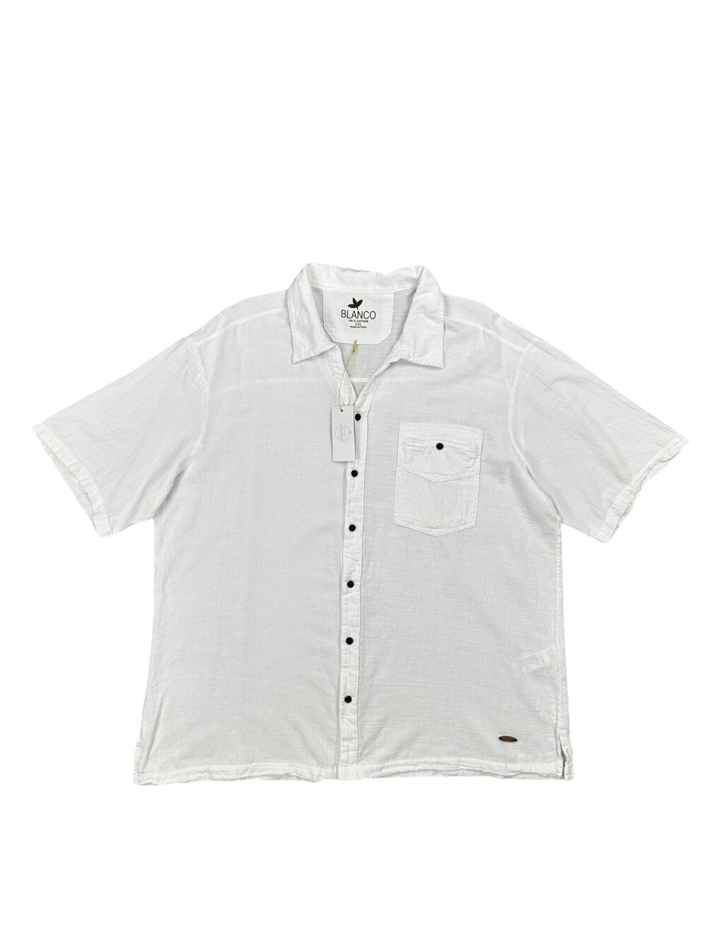 Blanco by Nature Lino Short Sleeve Button Down Shirt White NWT — Size 2XL